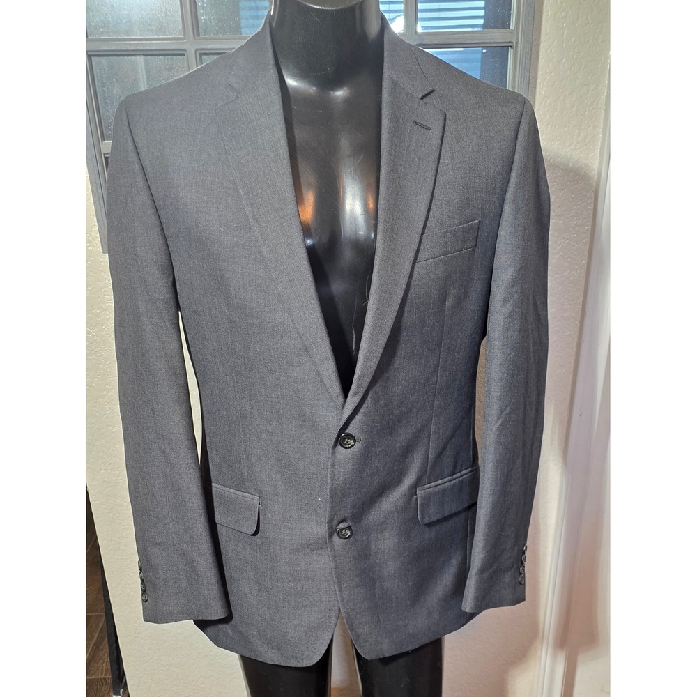 Hugo Boss Mens Grey Two Button Suit Jacket Blazer Single Vent Professional